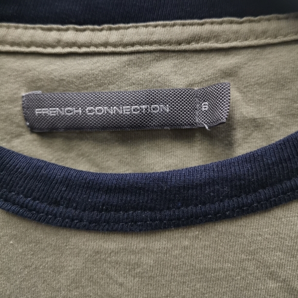French Connection FCUK Men's Ringer T-shirt Olive Green Small GUC - Picture 4 of 4